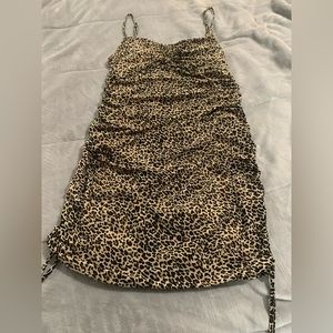 SHEIN ruched leopard print dress.